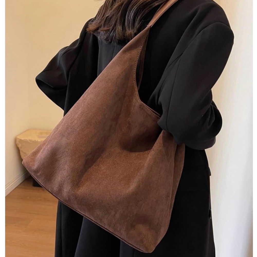 Brown Suede Tote Bag - Picture 2 of 3
